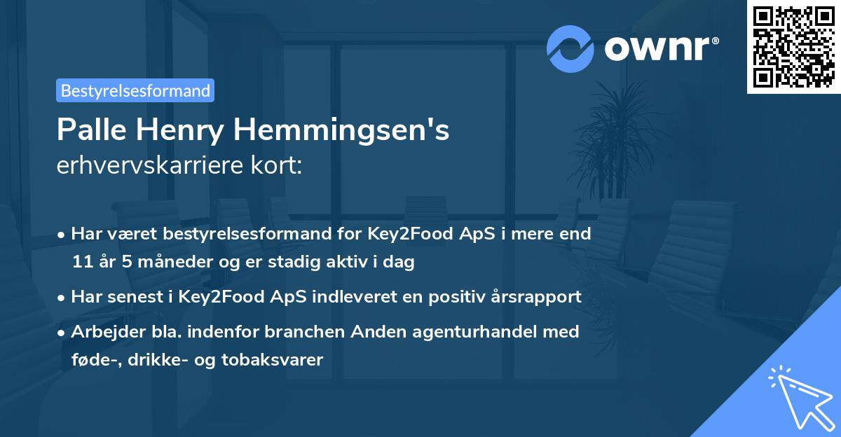 Palle Henry Hemmingsen's erhvervskarriere kort
