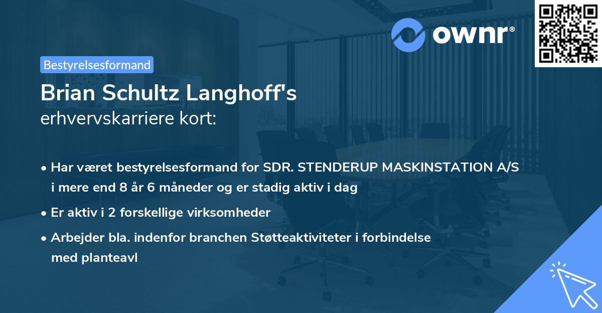 Brian Schultz Langhoff's erhvervskarriere kort