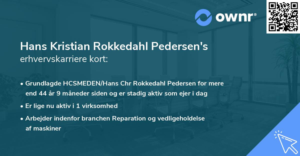 Hans Kristian Rokkedahl Pedersen's erhvervskarriere kort