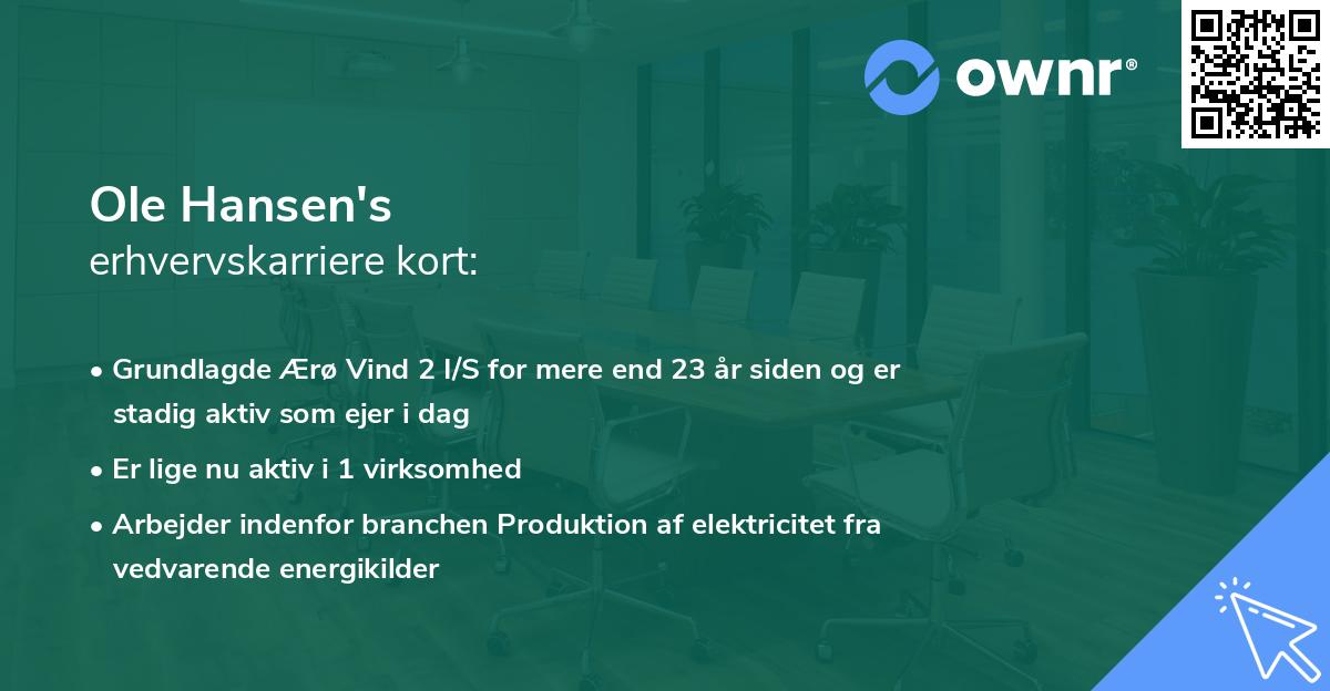 Ole Hansen's erhvervskarriere kort