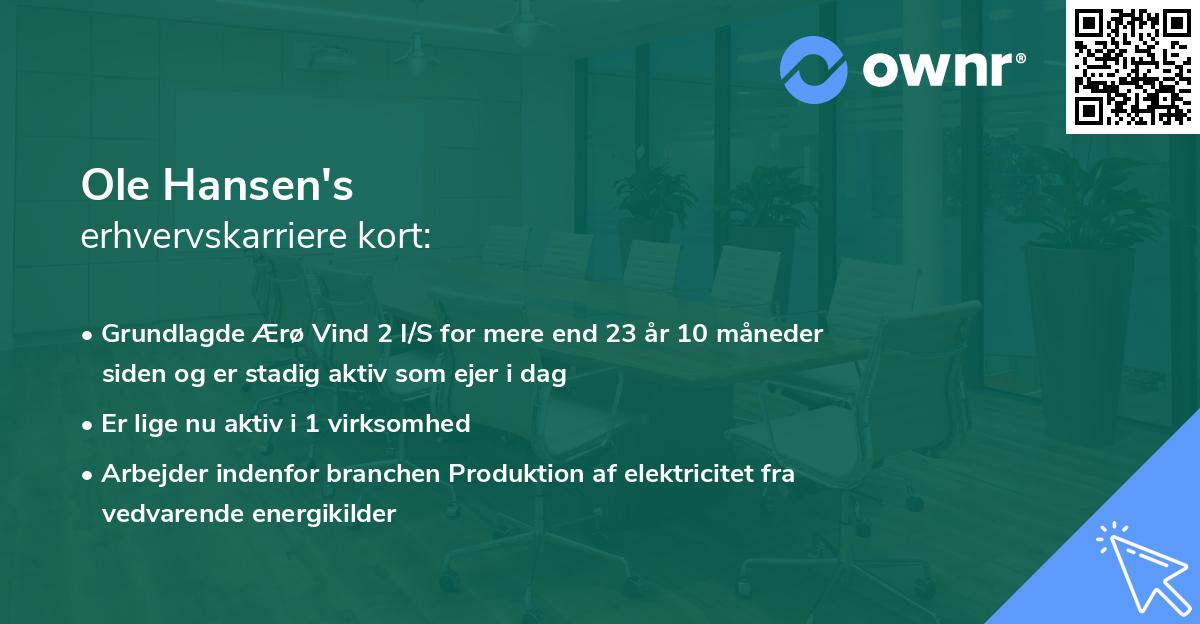 Ole Hansen's erhvervskarriere kort