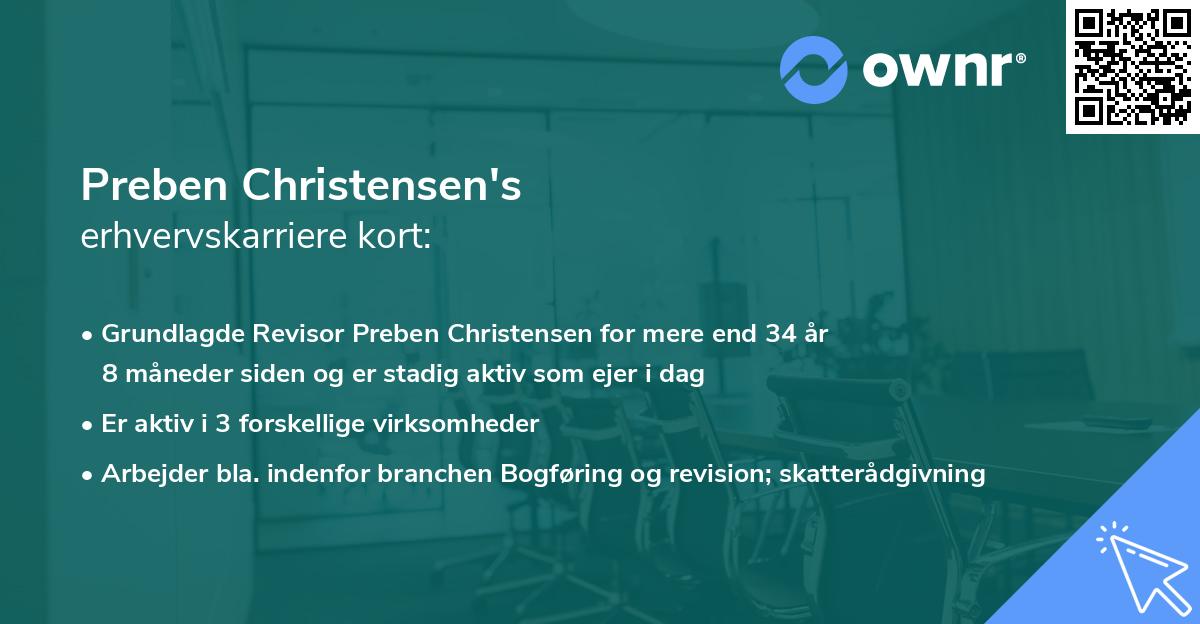 Preben Christensen's erhvervskarriere kort