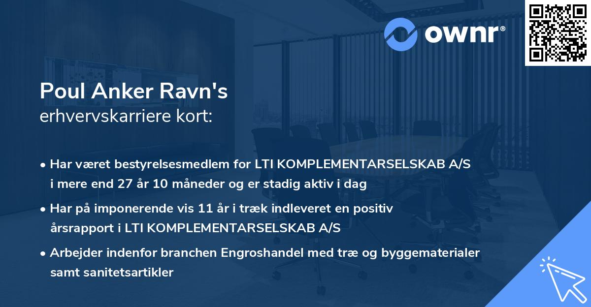 Poul Anker Ravn's erhvervskarriere kort