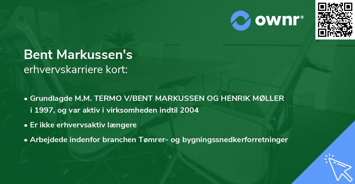 Bent Markussen's erhvervskarriere kort