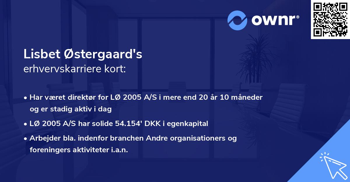 Lisbet Østergaard's erhvervskarriere kort