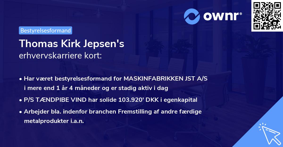 Thomas Kirk Jepsen's erhvervskarriere kort