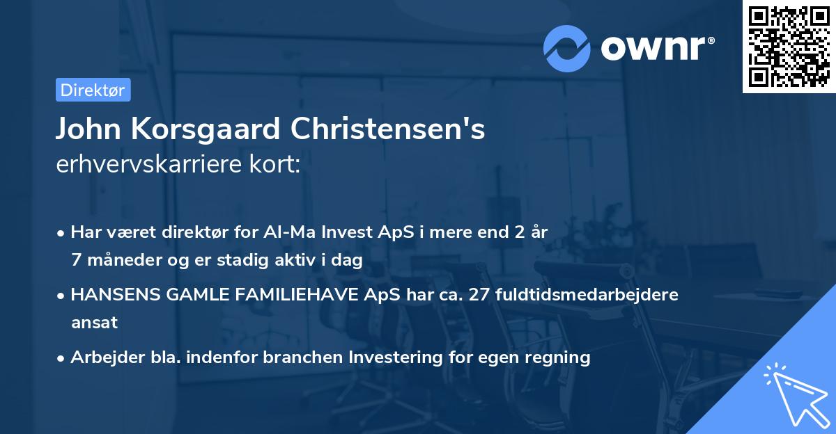 John Korsgaard Christensen's erhvervskarriere kort