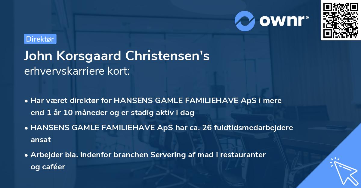 John Korsgaard Christensen's erhvervskarriere kort