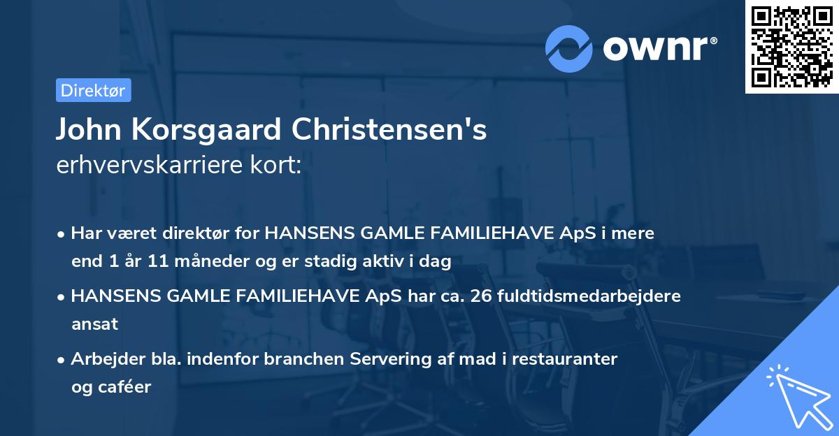 John Korsgaard Christensen's erhvervskarriere kort