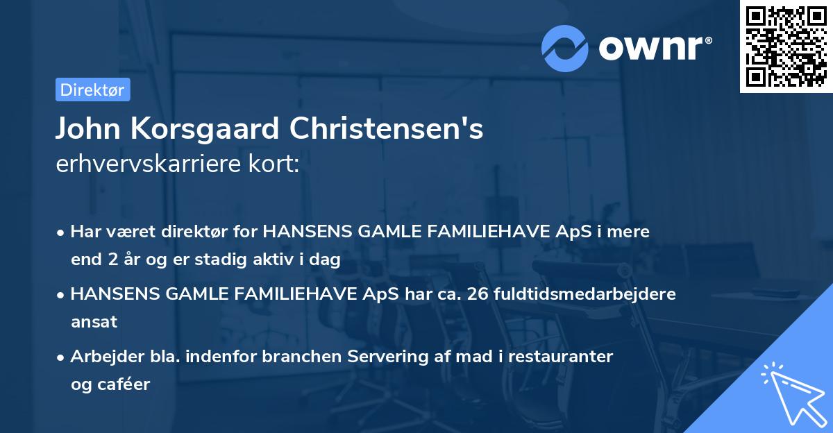 John Korsgaard Christensen's erhvervskarriere kort
