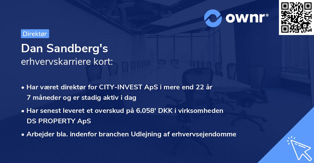 Dan Sandberg's erhvervskarriere kort
