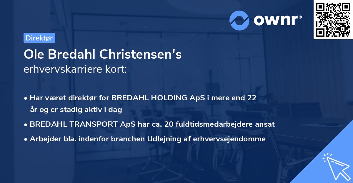 Ole Bredahl Christensen's erhvervskarriere kort
