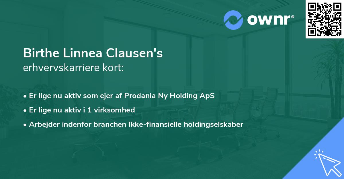 Birthe Linnea Clausen's erhvervskarriere kort