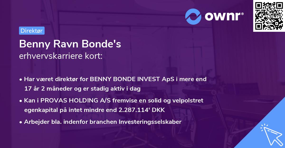 Benny Ravn Bonde's erhvervskarriere kort