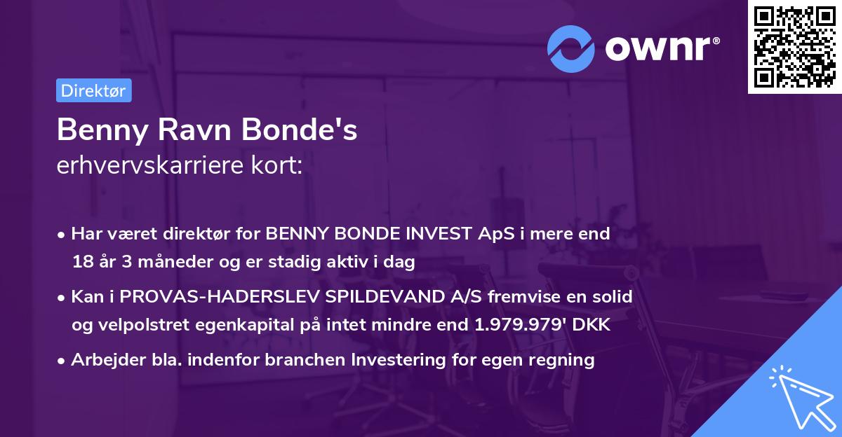 Benny Ravn Bonde's erhvervskarriere kort