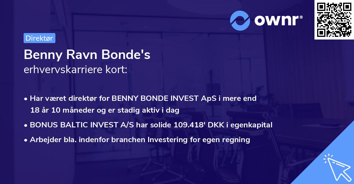 Benny Ravn Bonde's erhvervskarriere kort