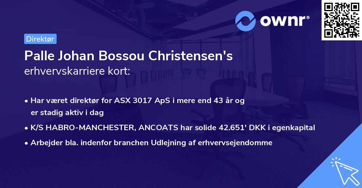 Palle Johan Bossou Christensen's erhvervskarriere kort