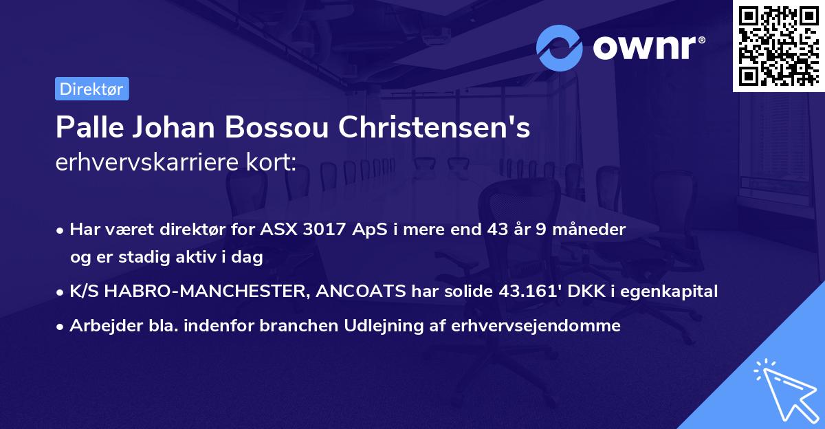 Palle Johan Bossou Christensen's erhvervskarriere kort
