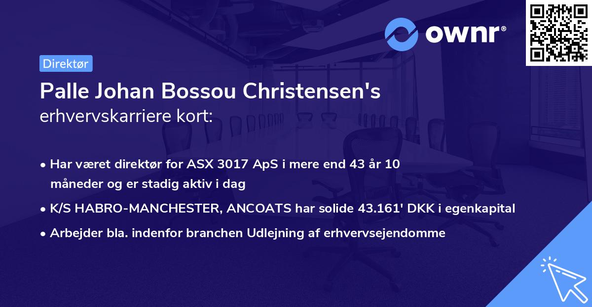 Palle Johan Bossou Christensen's erhvervskarriere kort