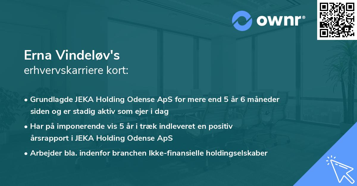 Erna Vindeløv's erhvervskarriere kort