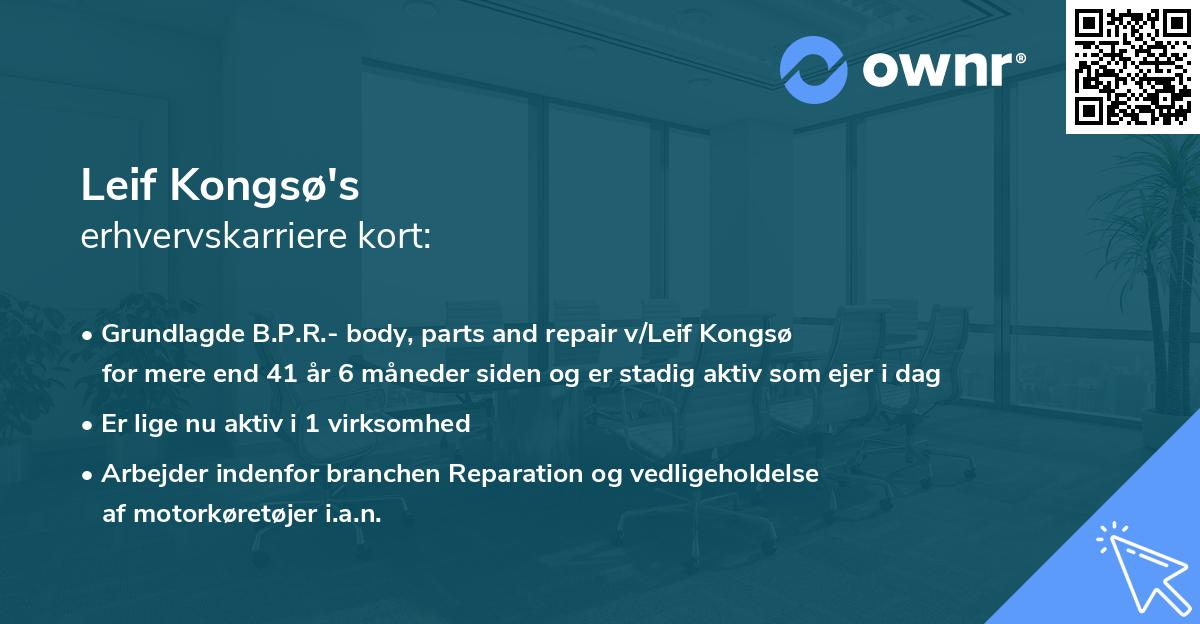 Leif Kongsø's erhvervskarriere kort