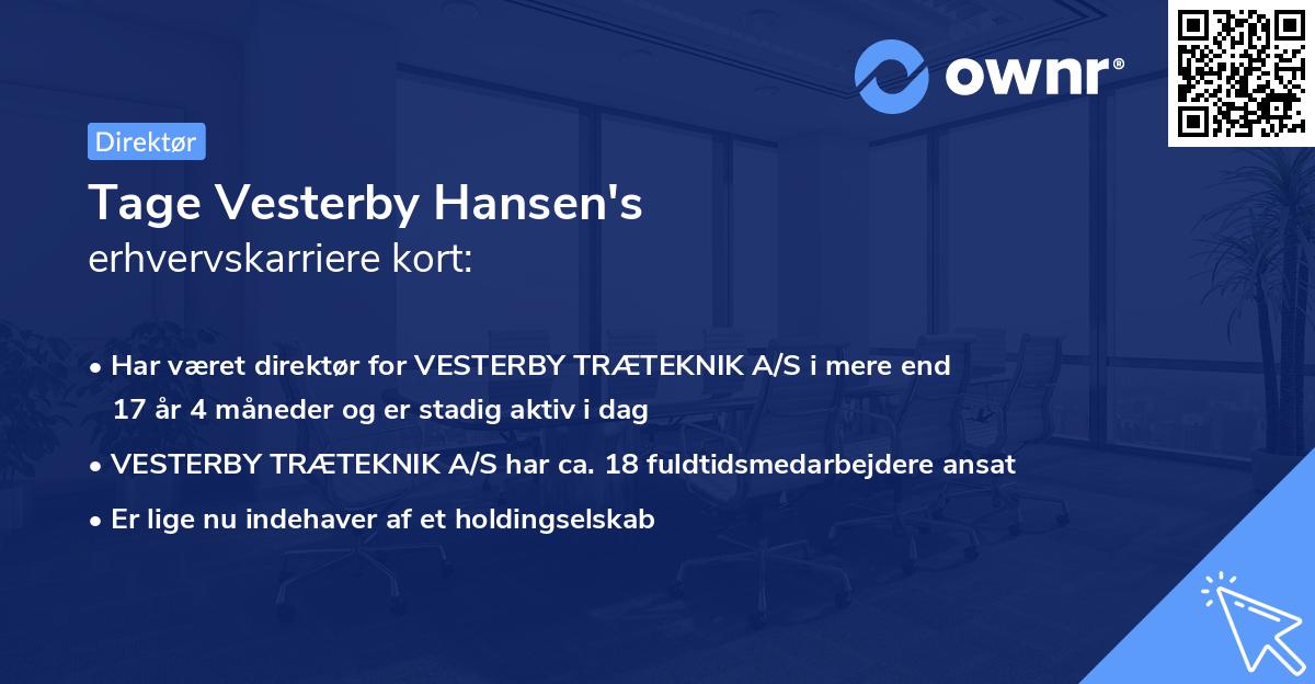 Tage Vesterby Hansen's erhvervskarriere kort