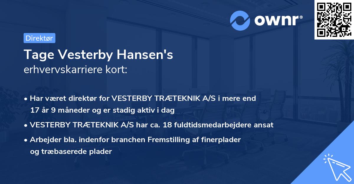 Tage Vesterby Hansen's erhvervskarriere kort