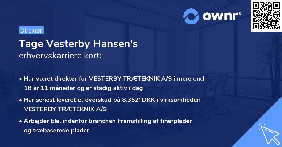 Tage Vesterby Hansen's erhvervskarriere kort