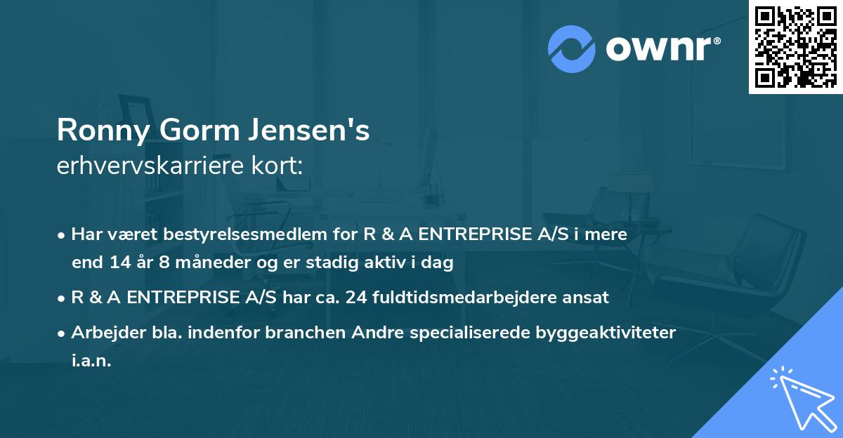 Ronny Gorm Jensen's erhvervskarriere kort