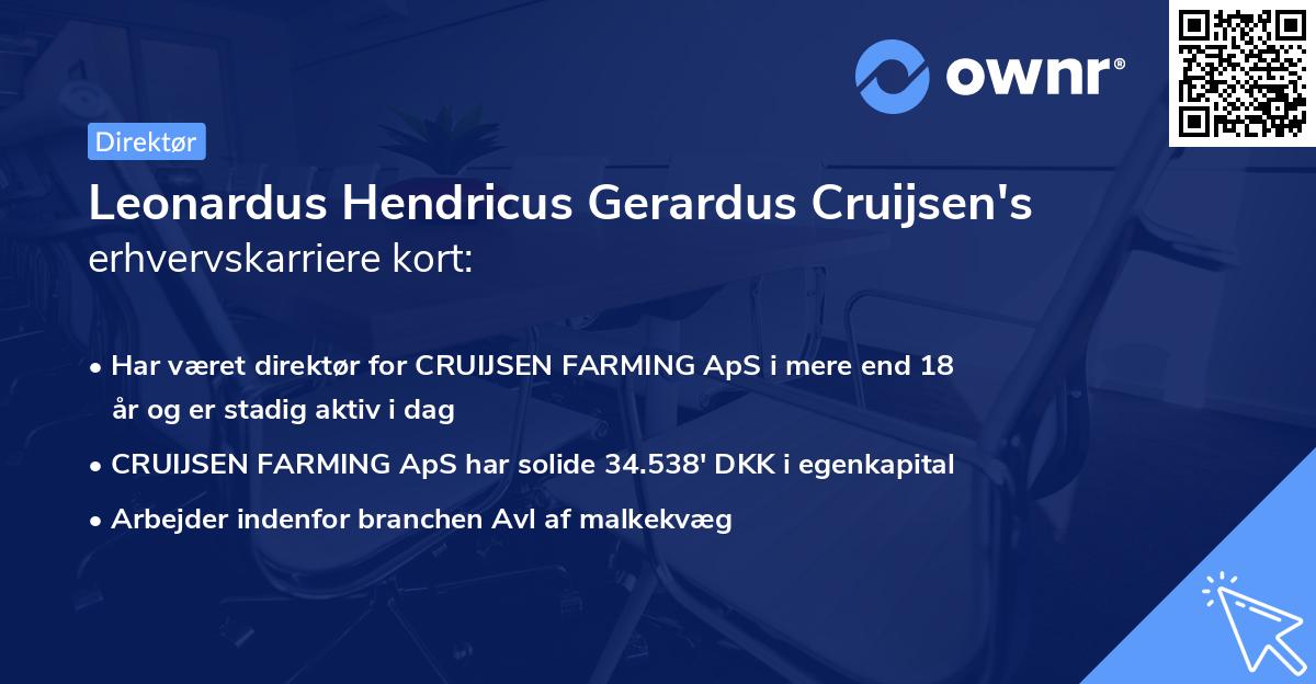 Leonardus Hendricus Gerardus Cruijsen's erhvervskarriere kort