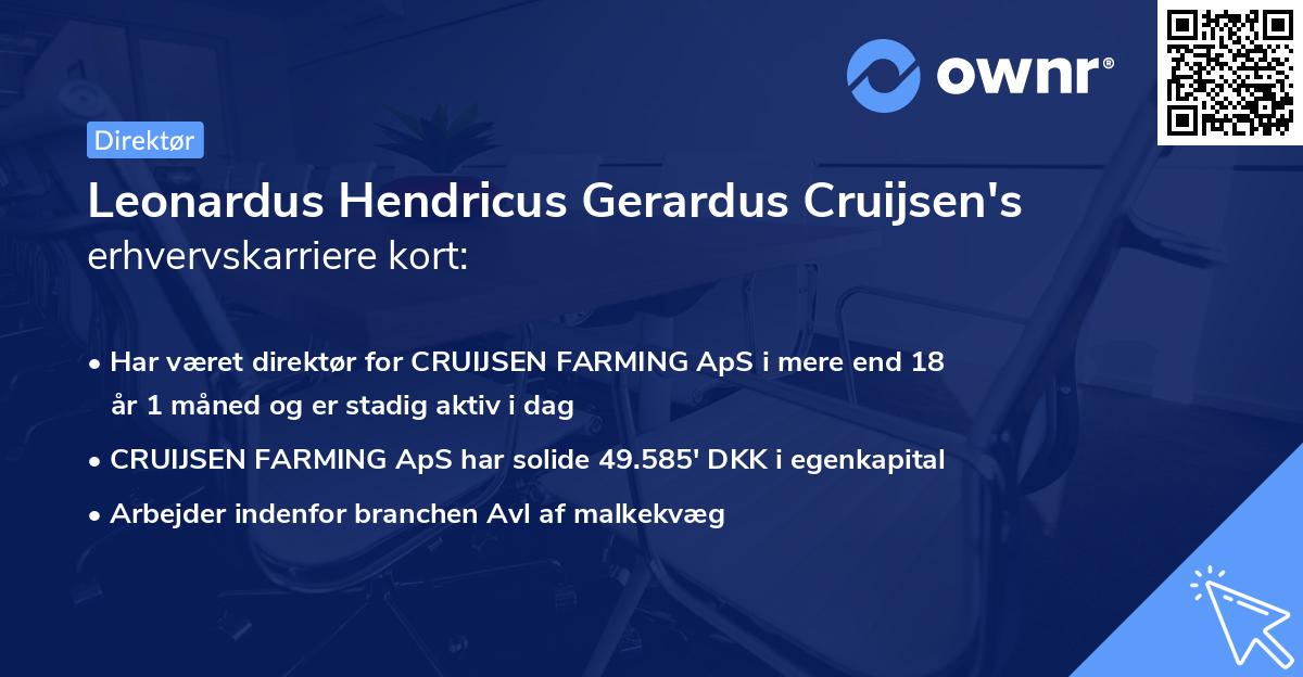 Leonardus Hendricus Gerardus Cruijsen's erhvervskarriere kort