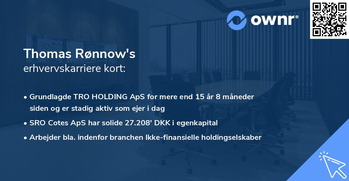 Thomas Rønnow's erhvervskarriere kort