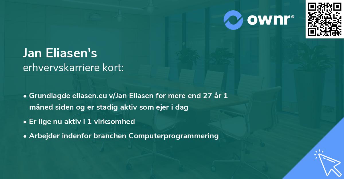 Jan Eliasen's erhvervskarriere kort