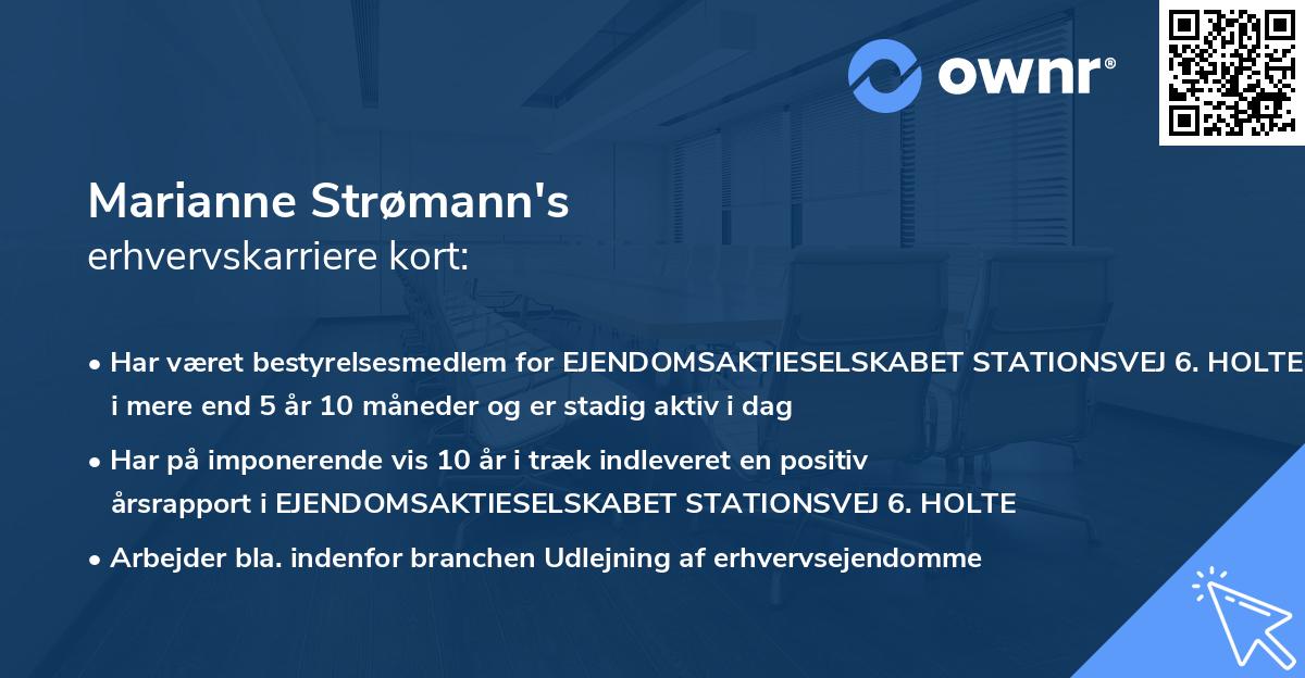 Marianne Strømann's erhvervskarriere kort