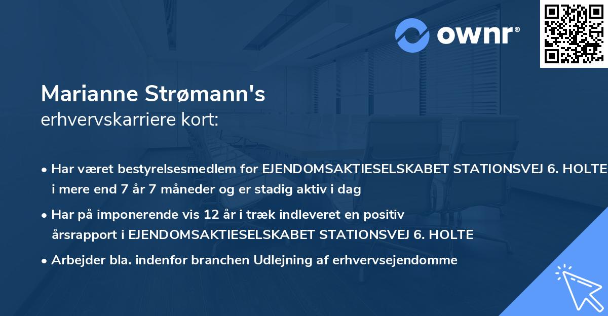 Marianne Strømann's erhvervskarriere kort