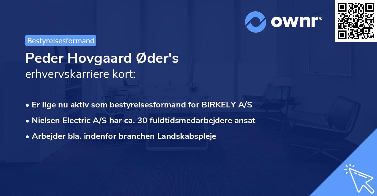 Peder Hovgaard Øder's erhvervskarriere kort