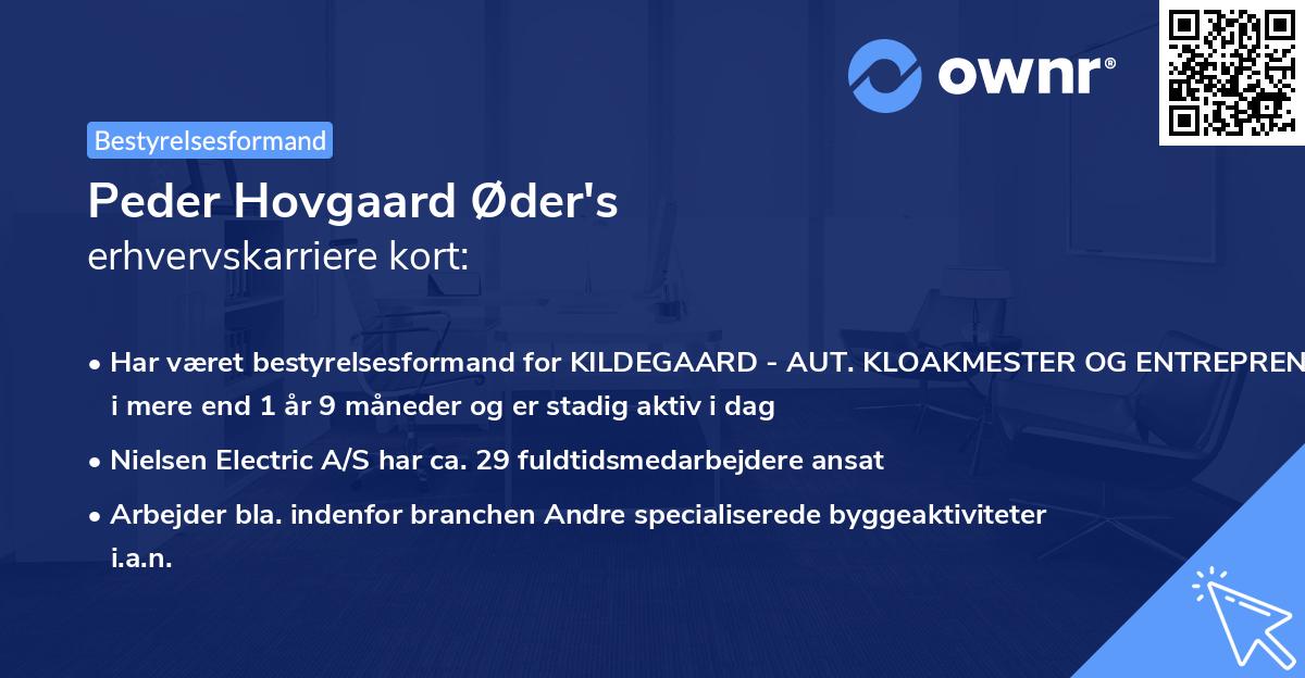 Peder Hovgaard Øder's erhvervskarriere kort