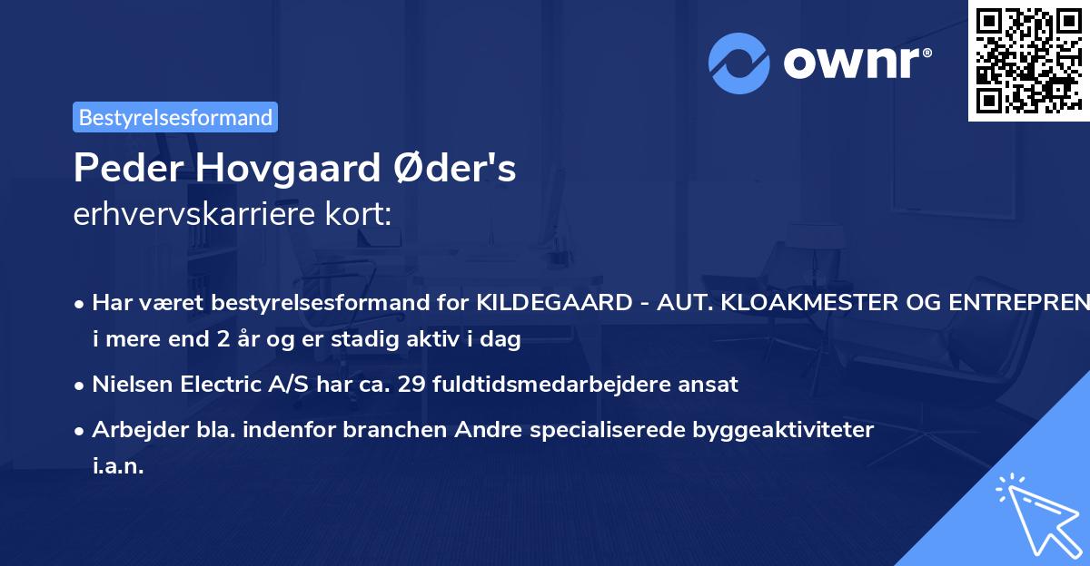 Peder Hovgaard Øder's erhvervskarriere kort