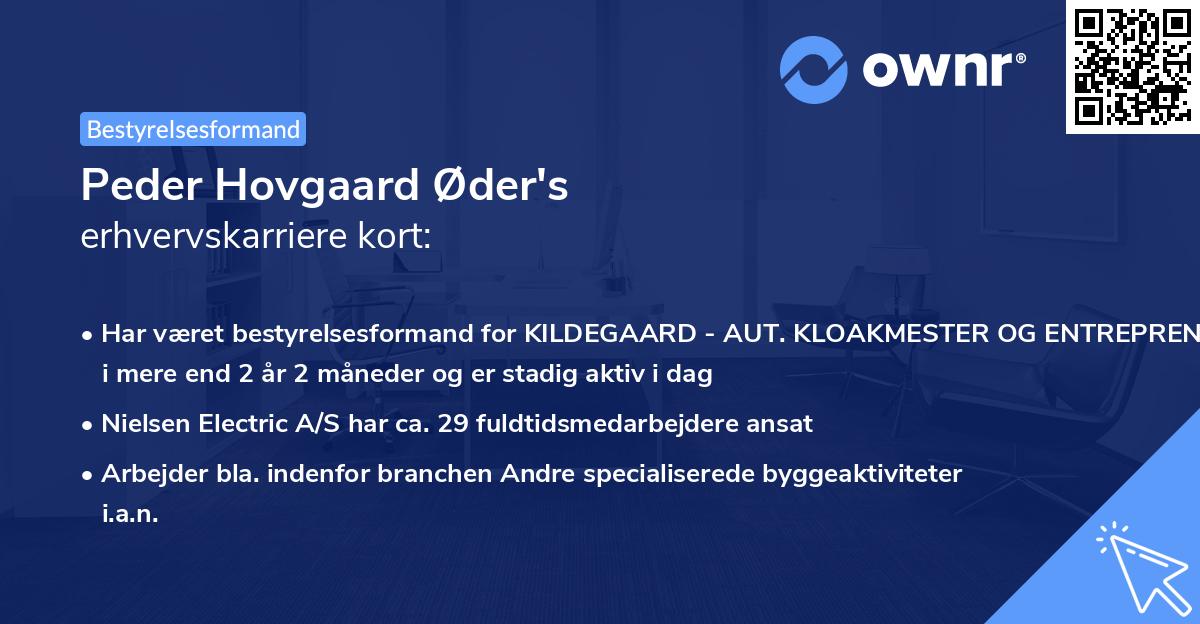 Peder Hovgaard Øder's erhvervskarriere kort