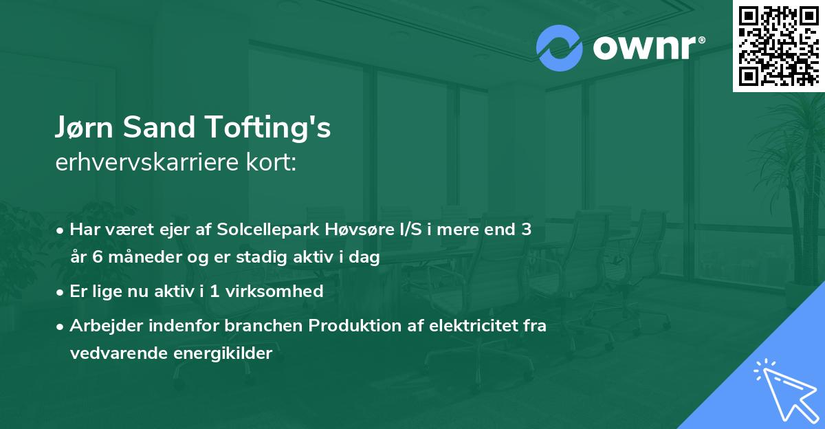 Jørn Sand Tofting's erhvervskarriere kort