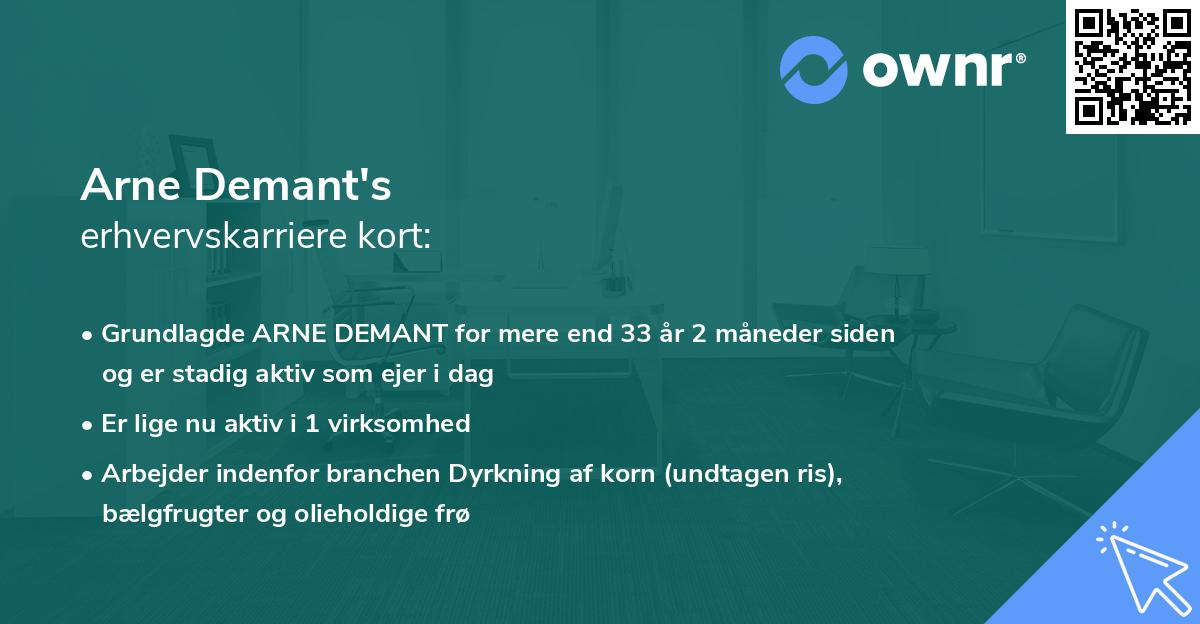 Arne Demant's erhvervskarriere kort