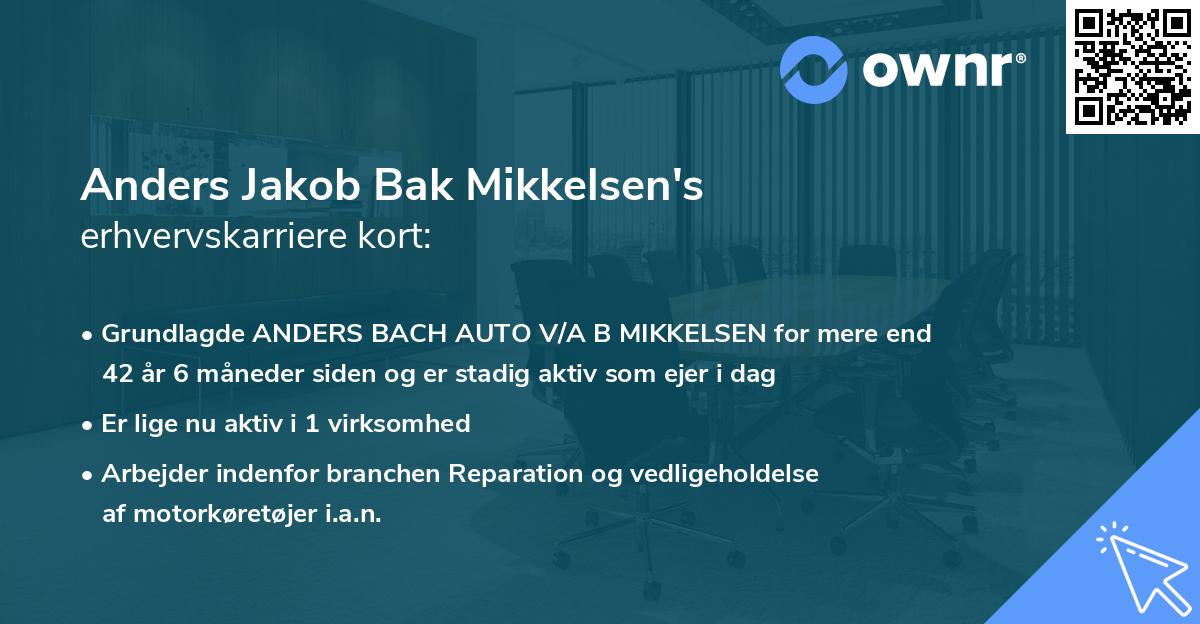 Anders Jakob Bak Mikkelsen's erhvervskarriere kort