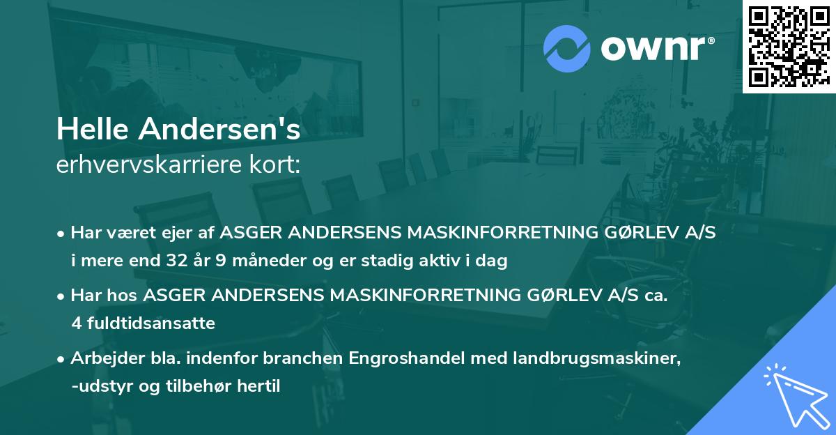 Helle Andersen's erhvervskarriere kort