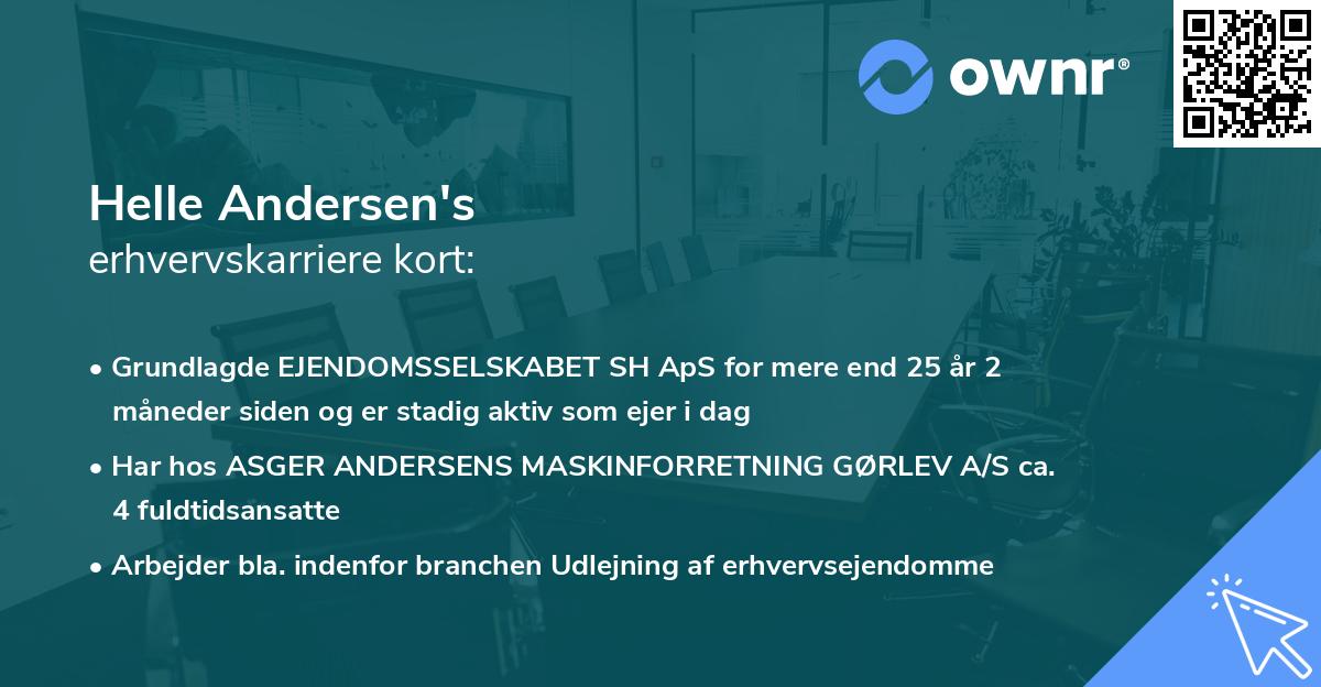 Helle Andersen's erhvervskarriere kort