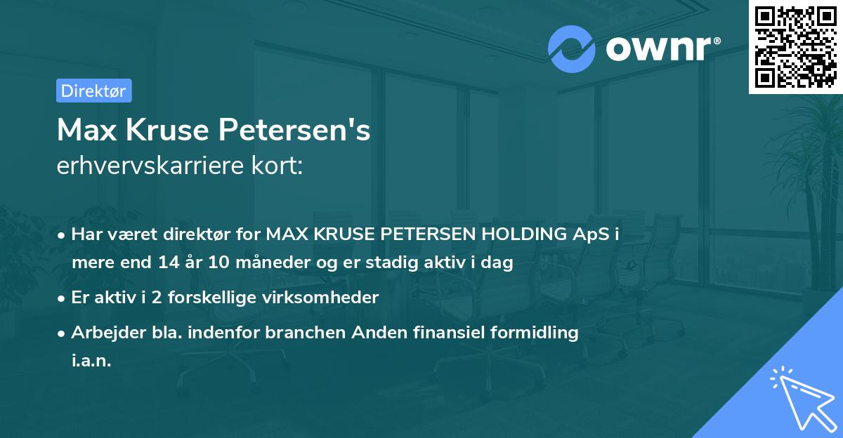 Max Kruse Petersen's erhvervskarriere kort