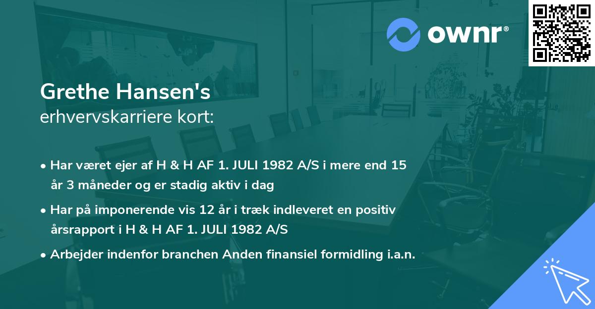 Grethe Hansen's erhvervskarriere kort