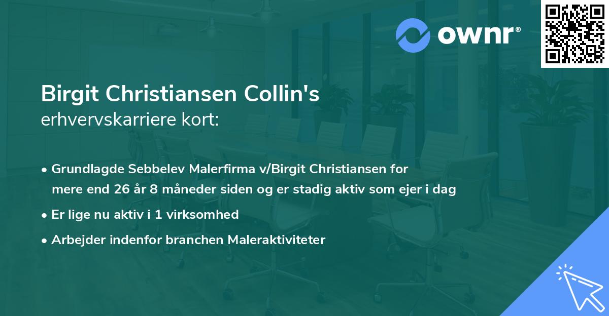 Birgit Christiansen Collin's erhvervskarriere kort