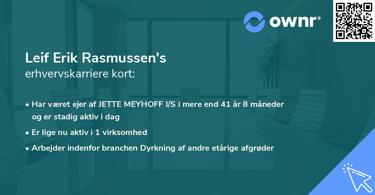 Leif Erik Rasmussen's erhvervskarriere kort