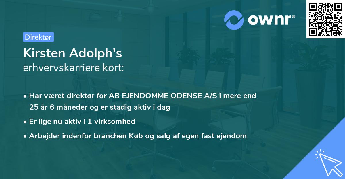 Kirsten Adolph's erhvervskarriere kort