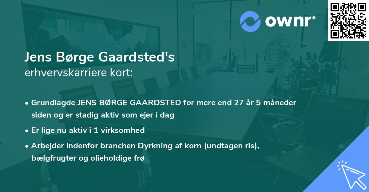 Jens Børge Gaardsted's erhvervskarriere kort